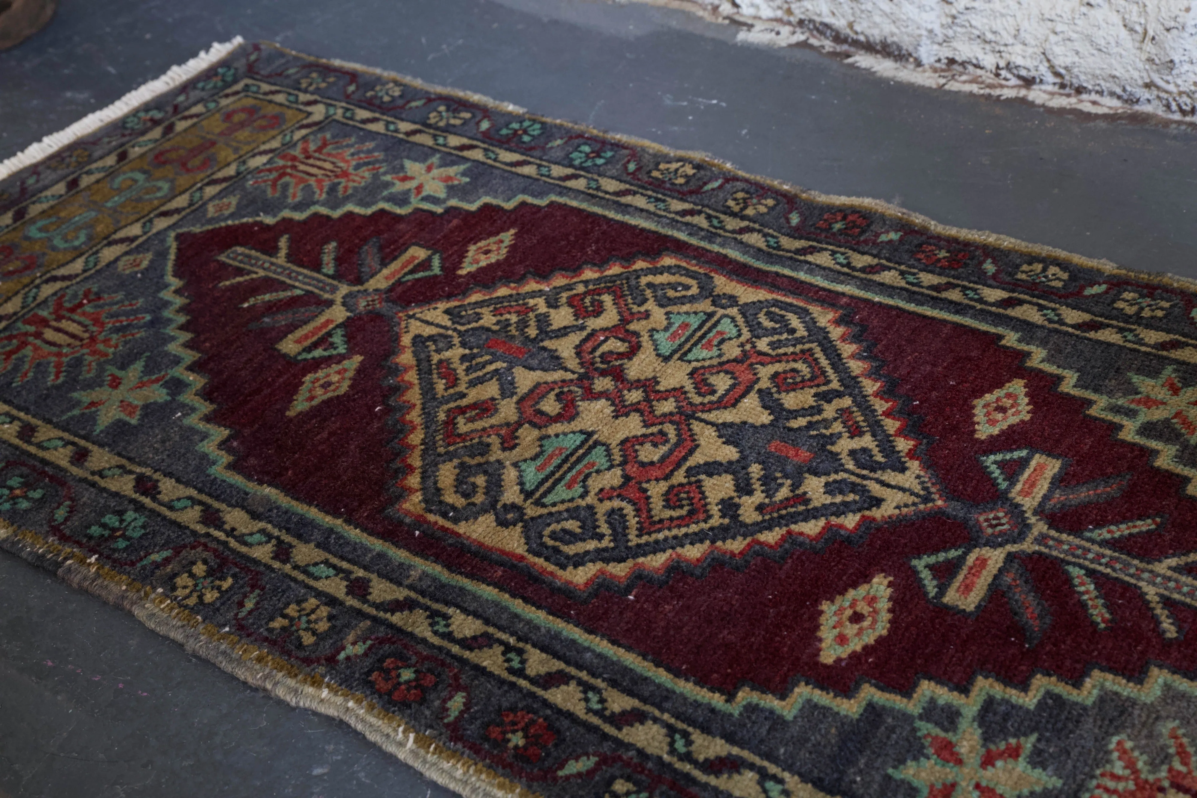 Vintage Mini Turkish Rug 1'8"x3'8"