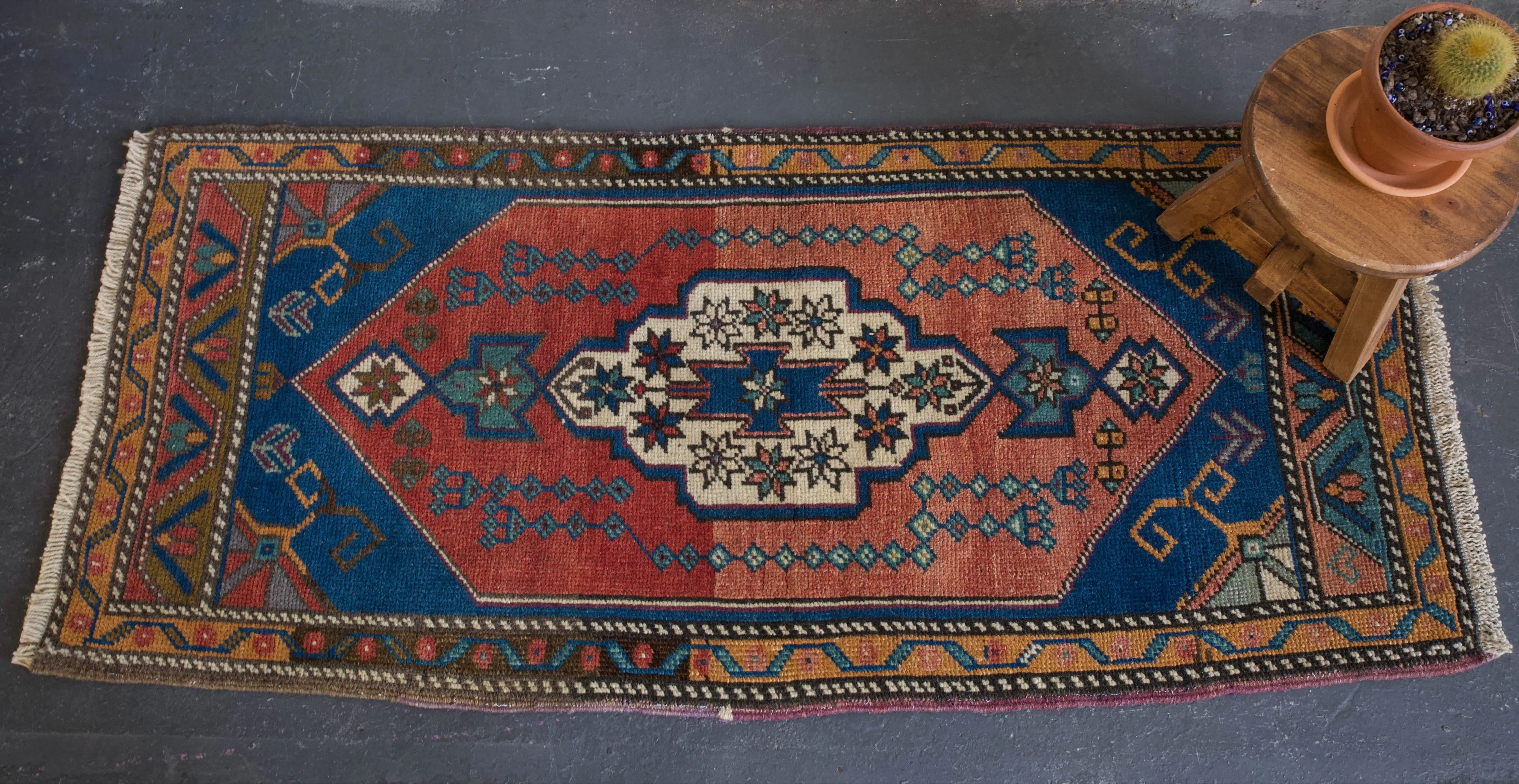 Vintage Mini Turkish Rug 1'9"x4'
