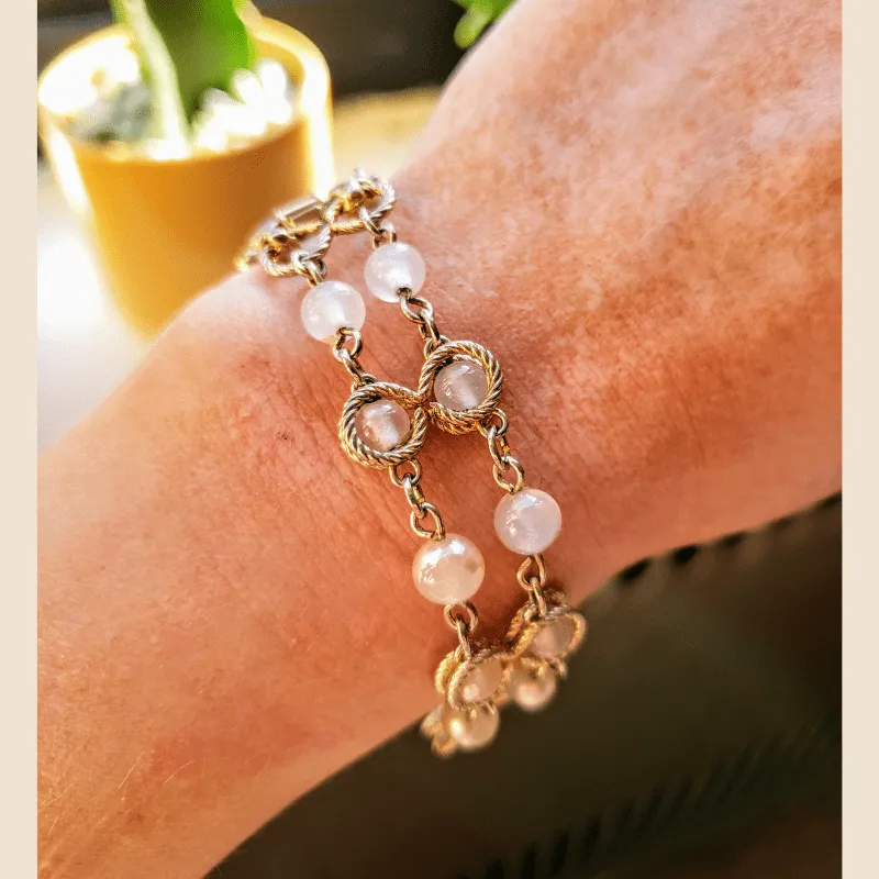 Vintage - Pearl & Gold Chain Bracelet