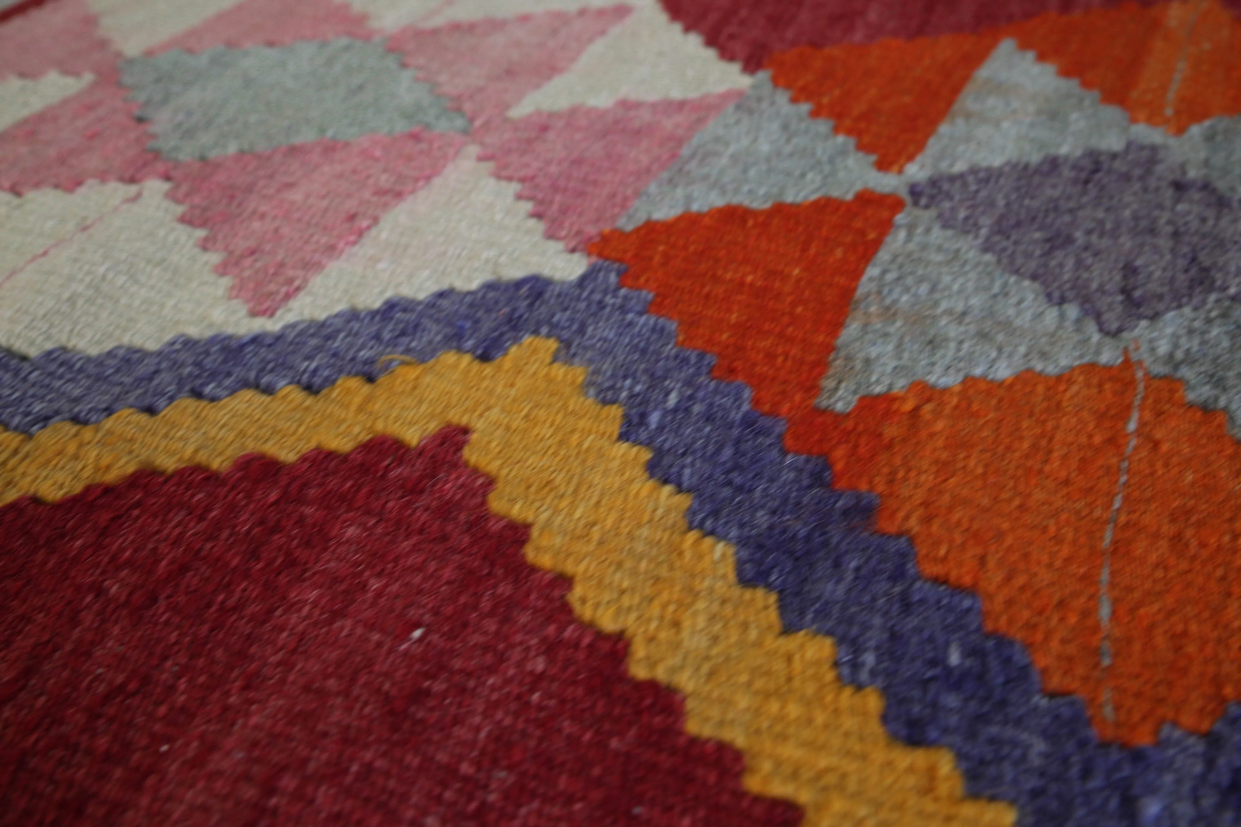 Vintage Turkish Aegean Kilim Rug 3'8"x4'5"
