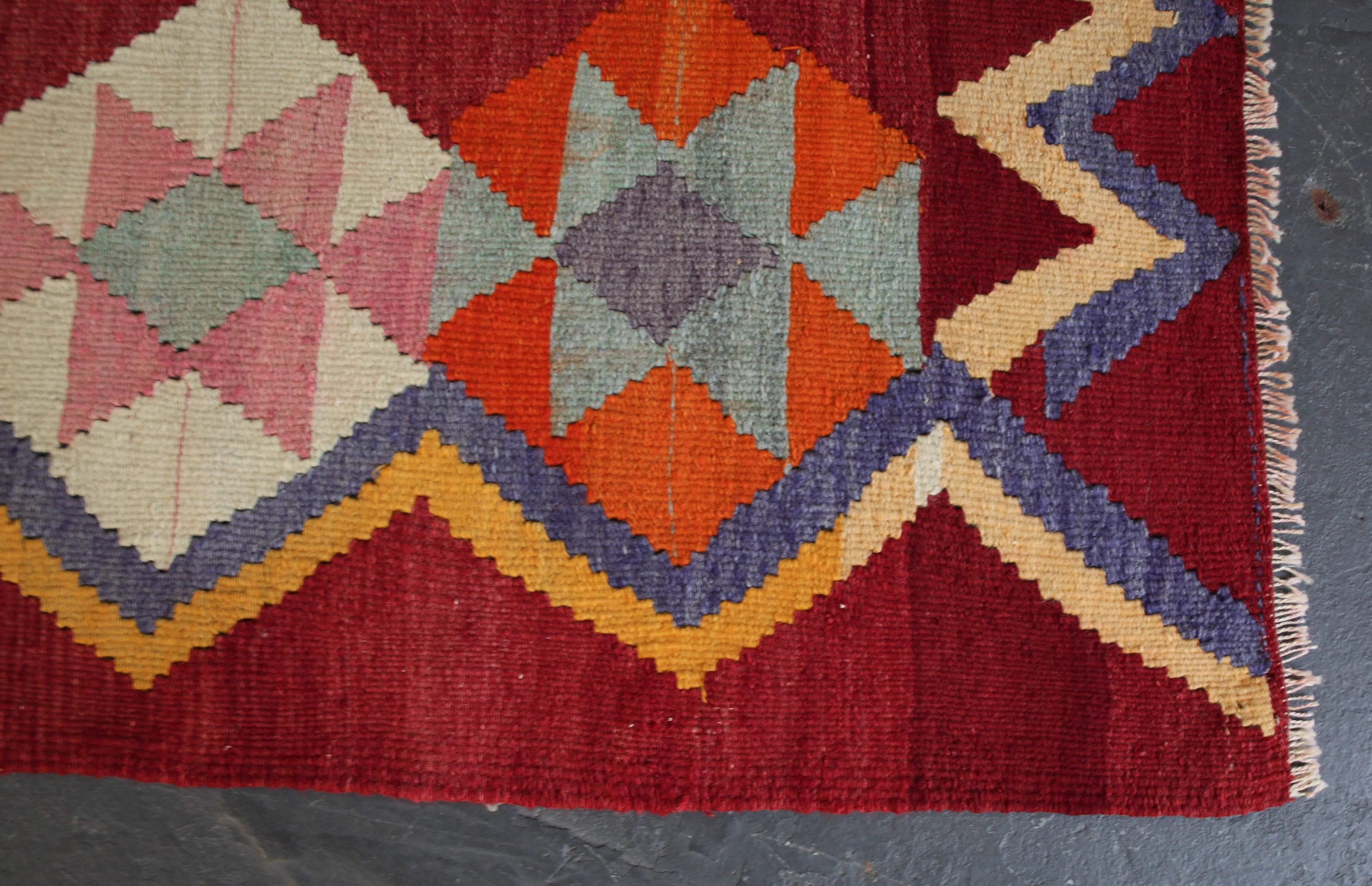 Vintage Turkish Aegean Kilim Rug 3'8"x4'5"