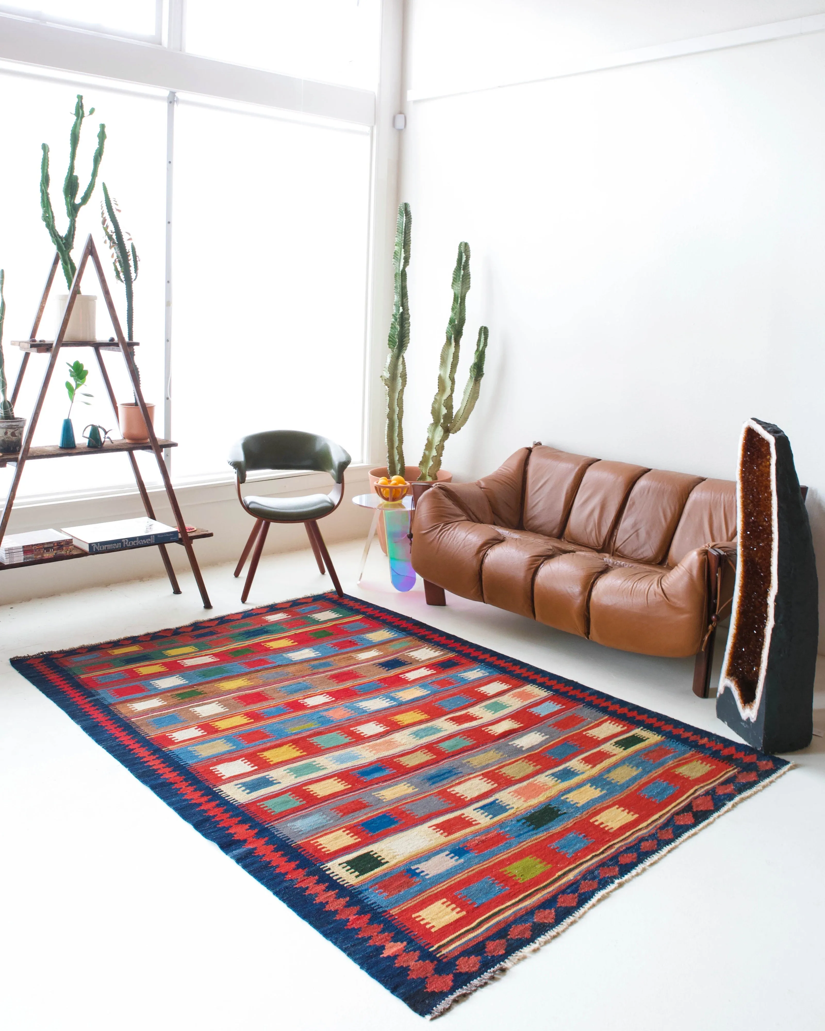 Vintage Turkoman Kilim Rug 5'7"x8'