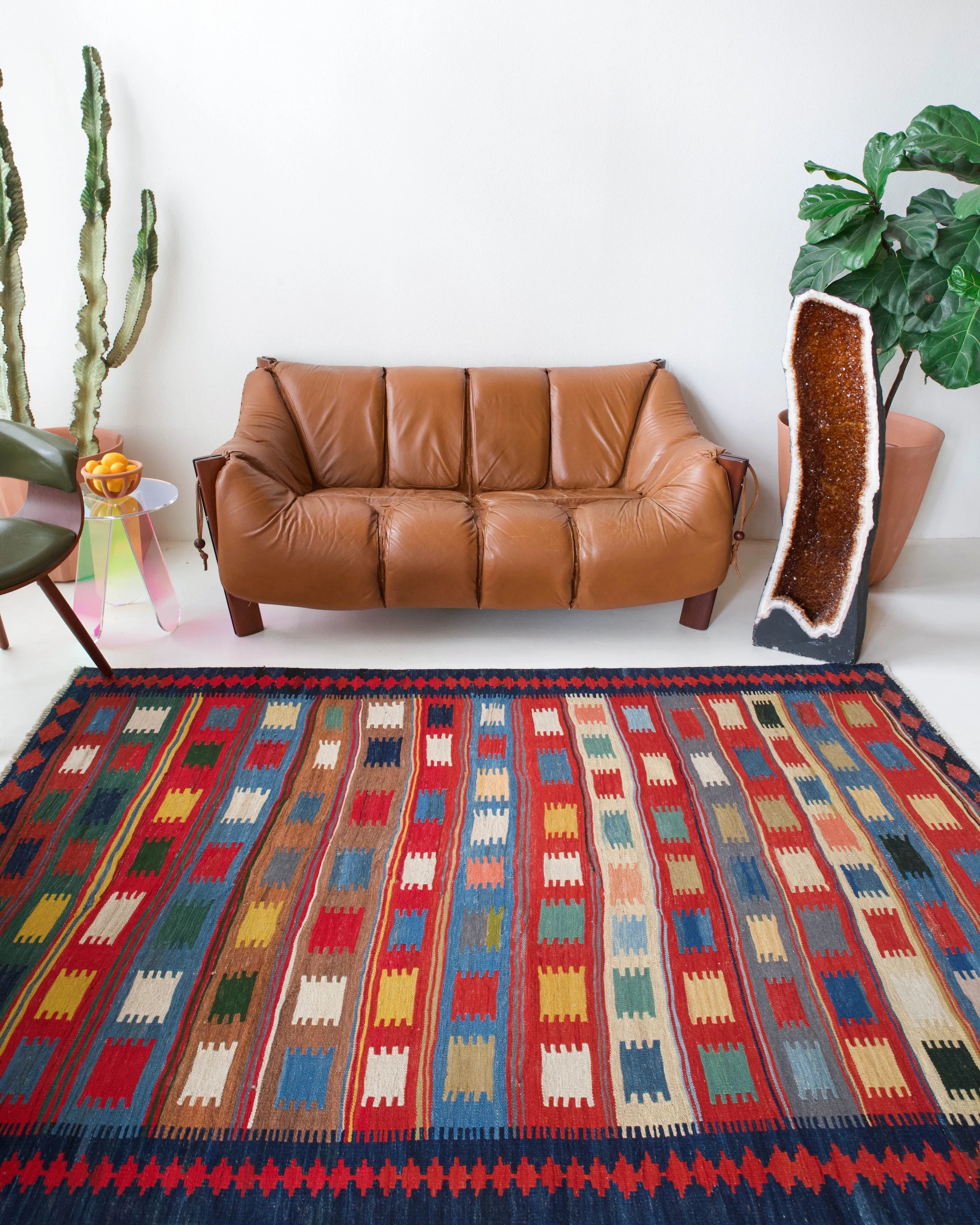 Vintage Turkoman Kilim Rug 5'7"x8'