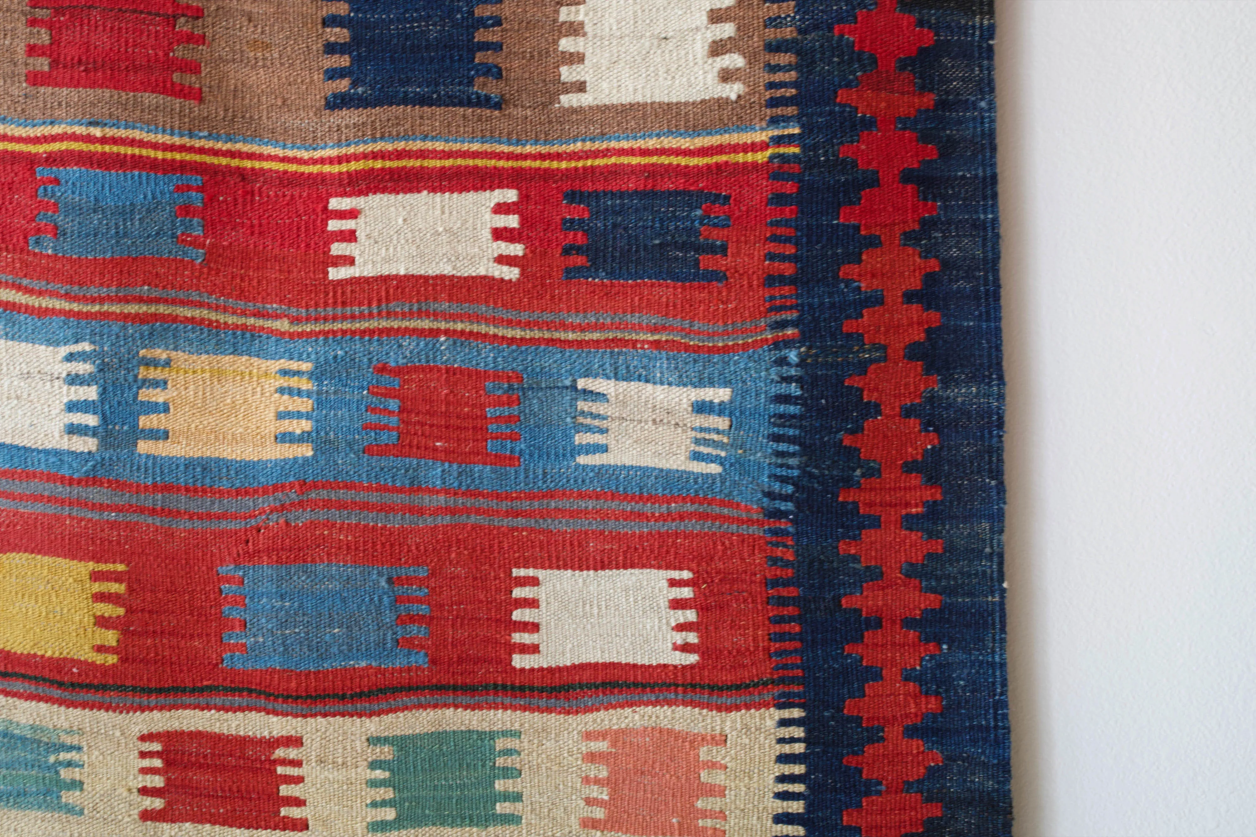 Vintage Turkoman Kilim Rug 5'7"x8'