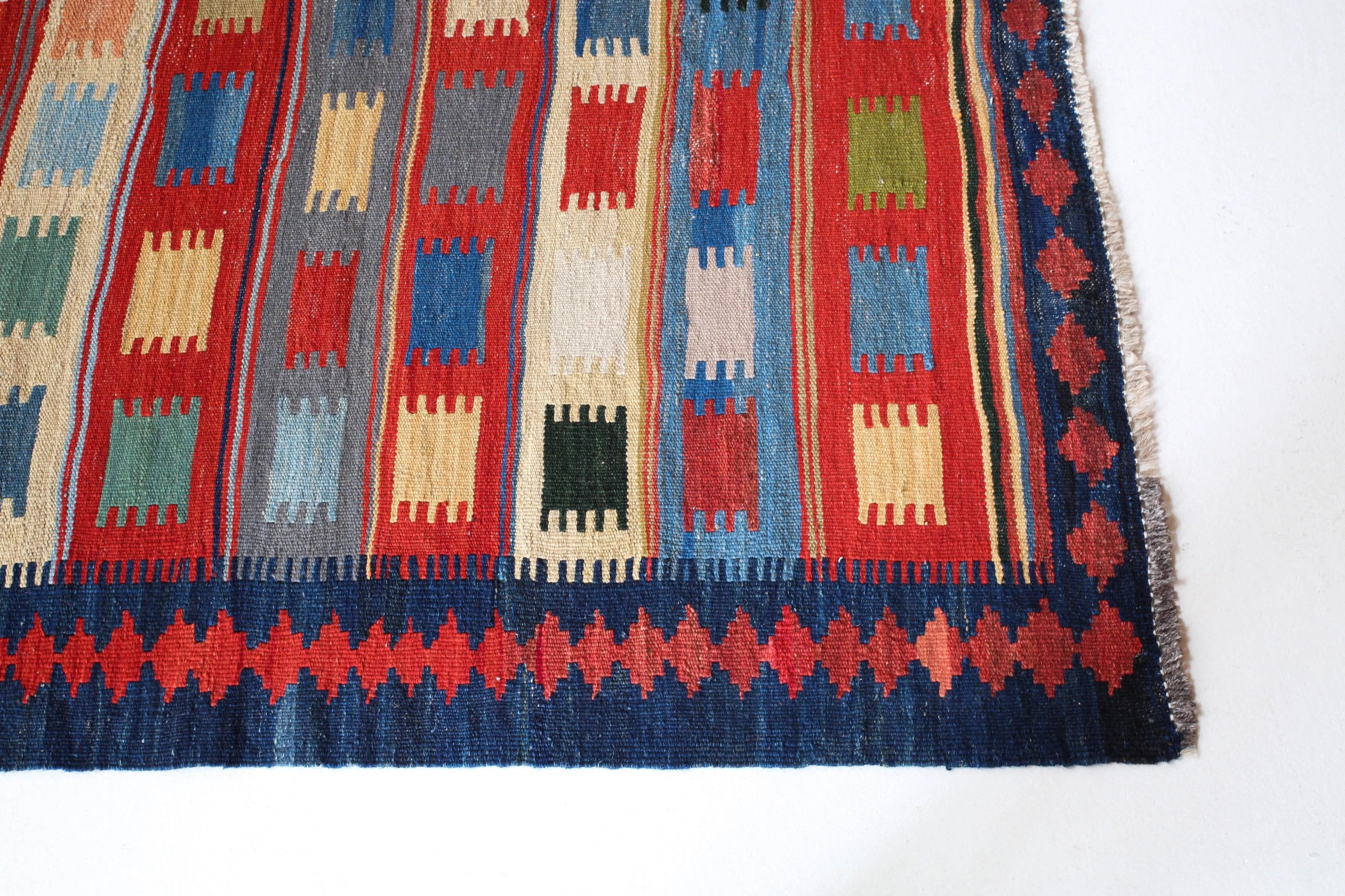 Vintage Turkoman Kilim Rug 5'7"x8'