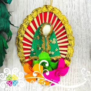 Virgencita Redonda Corn Husk Ornament - Christmas Ornaments