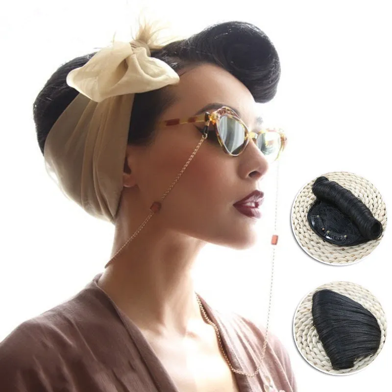 Viviabella Classic Synthetic Short Curly Retro Bangs For Women Clip In Retro Bangs Fringe Extension Natural Synthetic Bangs Hairpieces