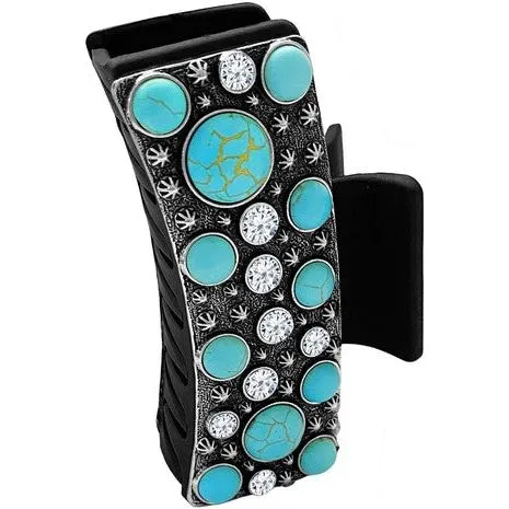 Western Concho TQ Rhinestone Pave Metal Hair Claw