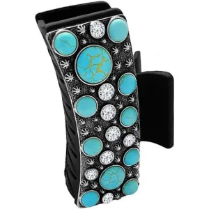 Western Concho TQ Rhinestone Pave Metal Hair Claw