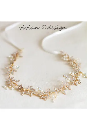 Western Style Golden Retro Diamond Forest Fairy Hair Ornaments Wreath-860255