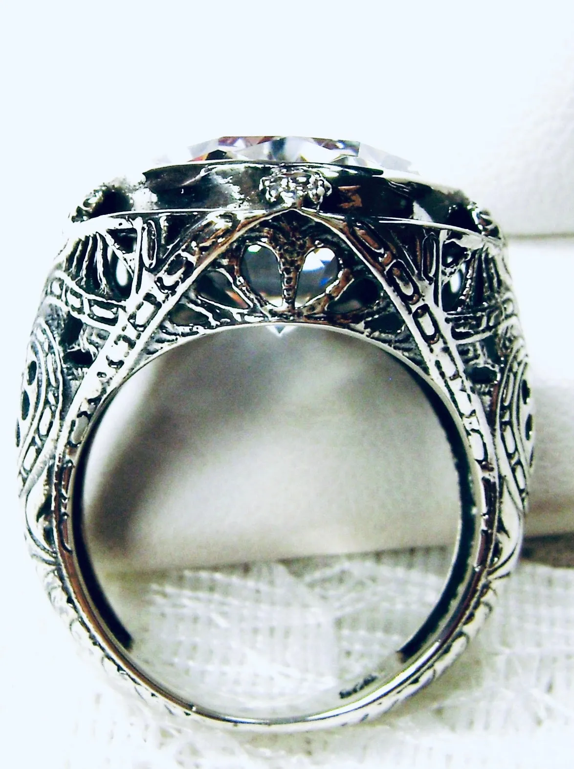 White CZ Ring, Large Oval Ring, Victorian Jewelry Design#D2