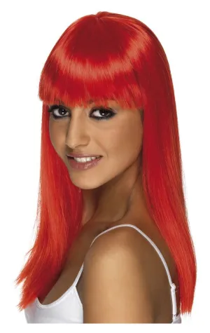 Womens Neon Red Glamour Wig