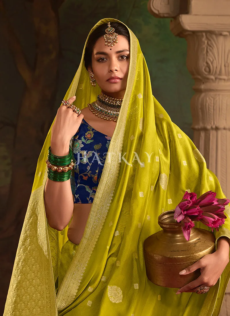 Yellow And Blue Traditional Saree