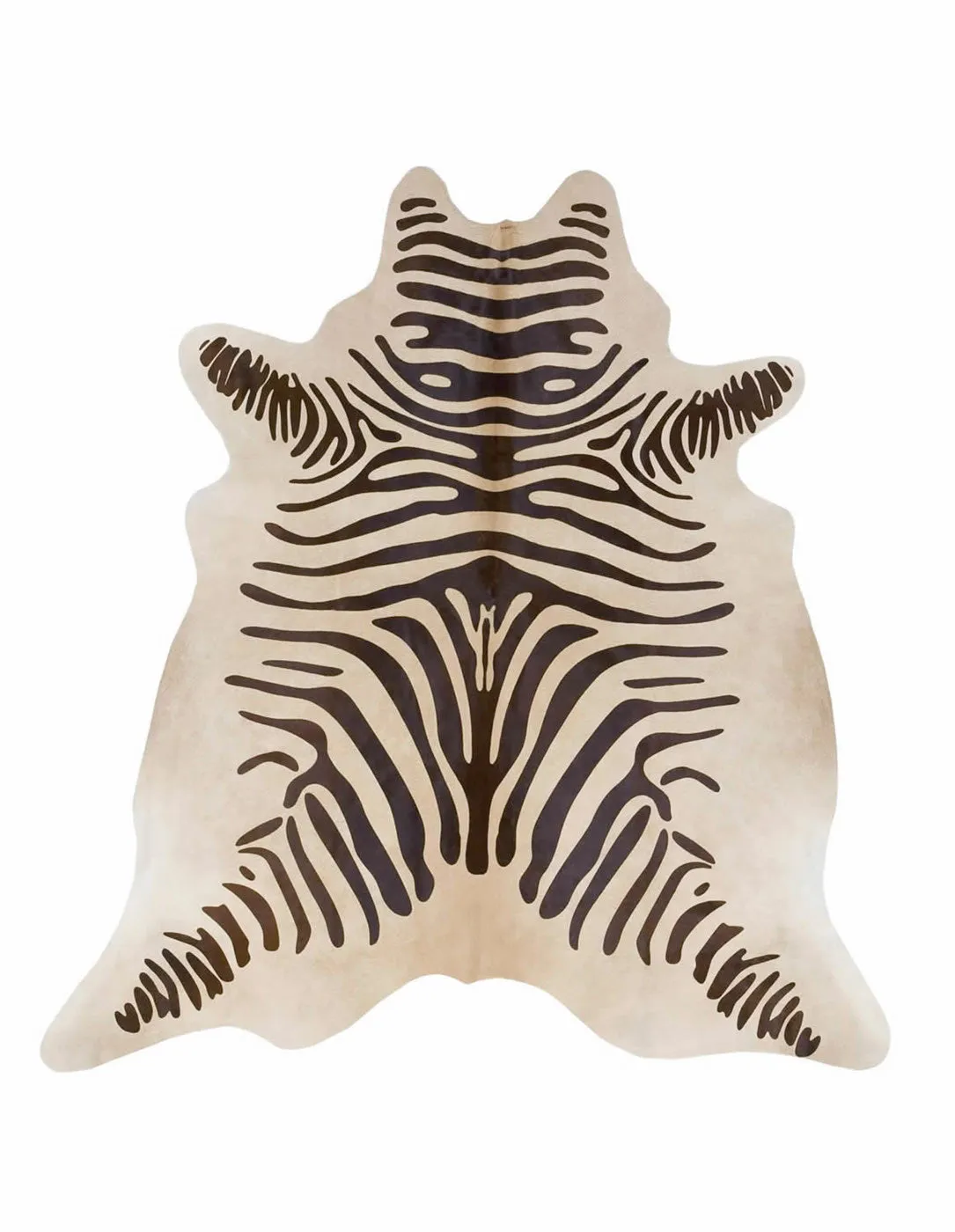 Zebra Print Cowhide Rug (Brown on Light Beige)